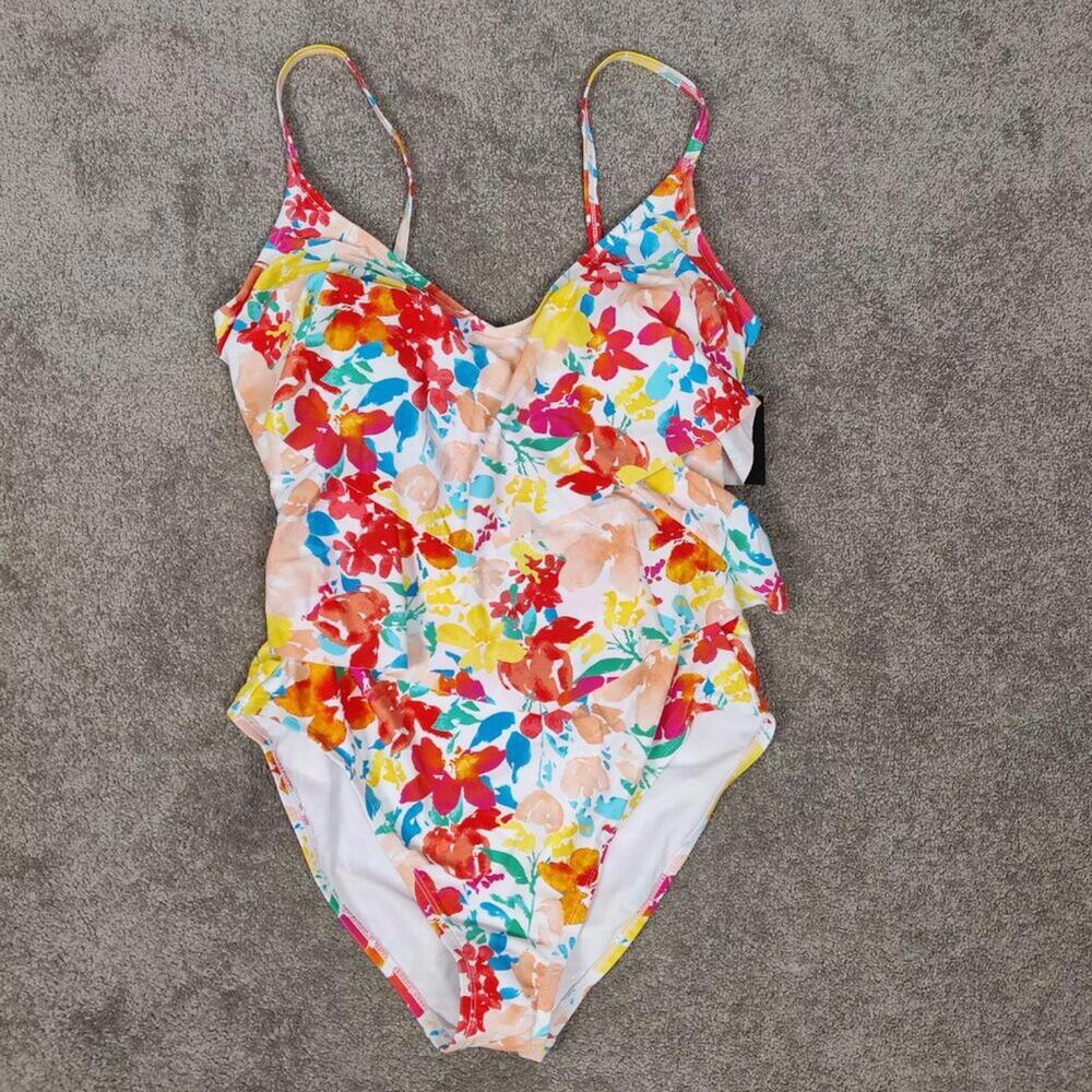 Ellen Tracy Women's One Piece Sz 12 Floral Bohemian Ruffles